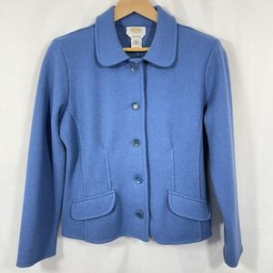 Talbots L Petites Alpaca Blend Blue Button Front Jacket Blazer‎ Peru
